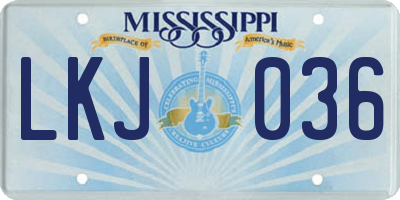 MS license plate LKJ036