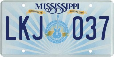 MS license plate LKJ037