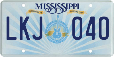 MS license plate LKJ040