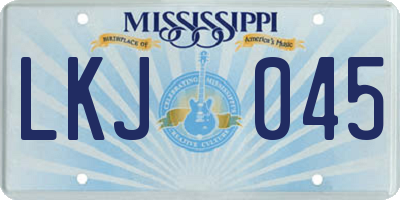 MS license plate LKJ045