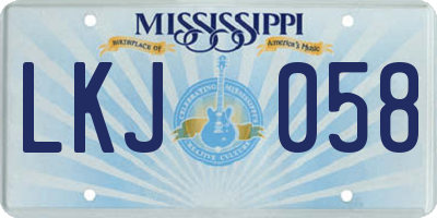 MS license plate LKJ058