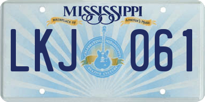 MS license plate LKJ061