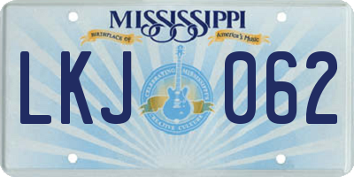 MS license plate LKJ062