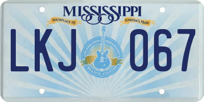 MS license plate LKJ067