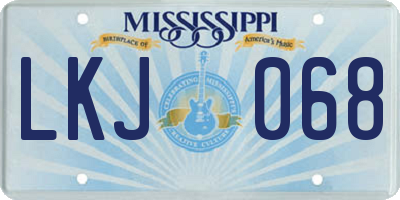 MS license plate LKJ068
