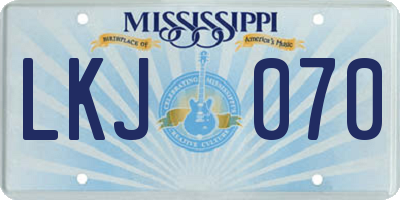 MS license plate LKJ070