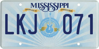 MS license plate LKJ071