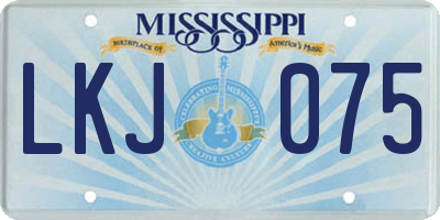 MS license plate LKJ075