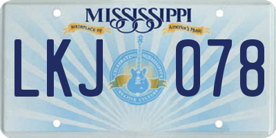 MS license plate LKJ078