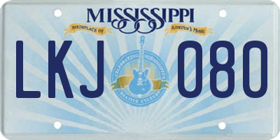 MS license plate LKJ080