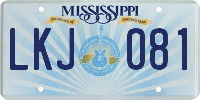 MS license plate LKJ081
