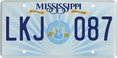 MS license plate LKJ087