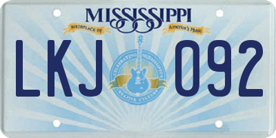 MS license plate LKJ092
