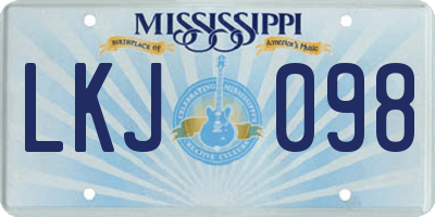 MS license plate LKJ098