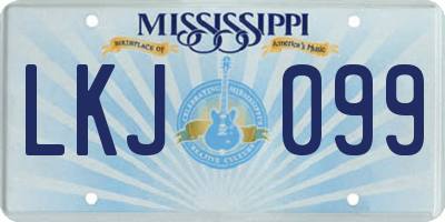 MS license plate LKJ099