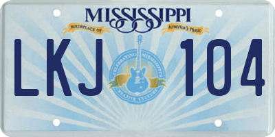 MS license plate LKJ104