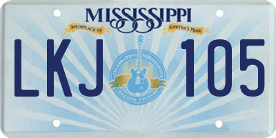 MS license plate LKJ105
