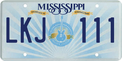 MS license plate LKJ111