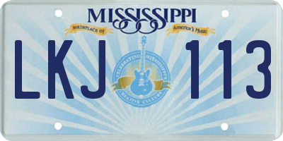 MS license plate LKJ113