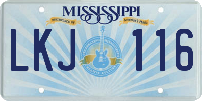 MS license plate LKJ116