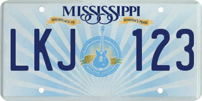 MS license plate LKJ123