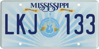 MS license plate LKJ133
