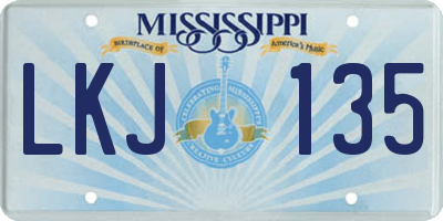MS license plate LKJ135