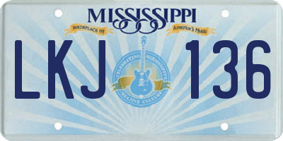 MS license plate LKJ136