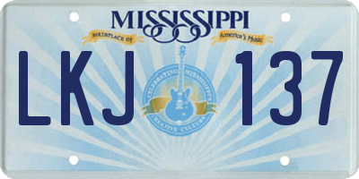 MS license plate LKJ137