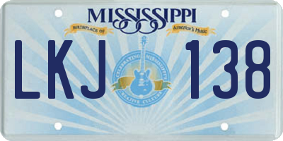 MS license plate LKJ138