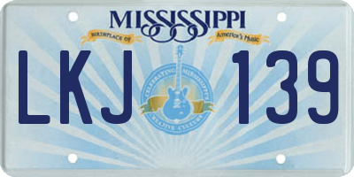 MS license plate LKJ139