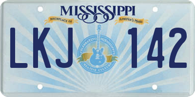 MS license plate LKJ142