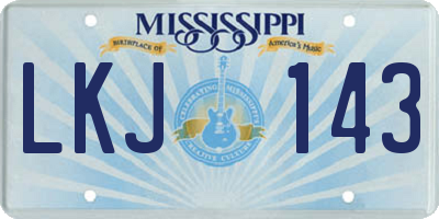 MS license plate LKJ143