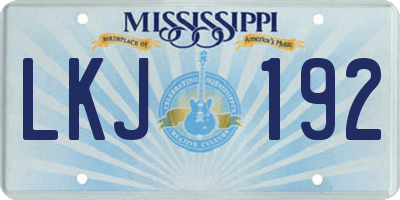 MS license plate LKJ192