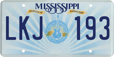 MS license plate LKJ193