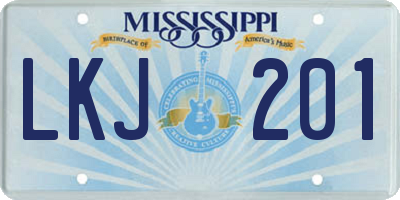 MS license plate LKJ201