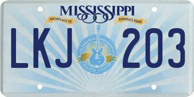 MS license plate LKJ203