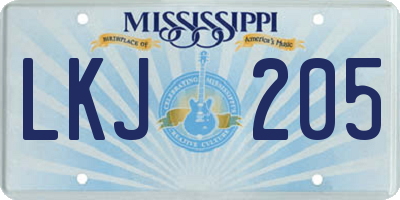 MS license plate LKJ205
