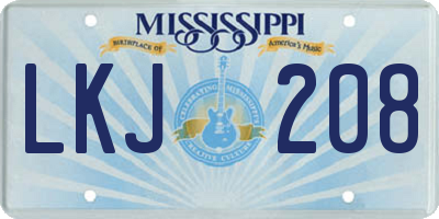 MS license plate LKJ208
