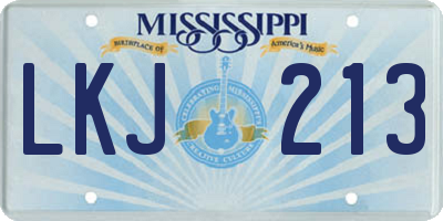 MS license plate LKJ213