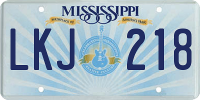 MS license plate LKJ218