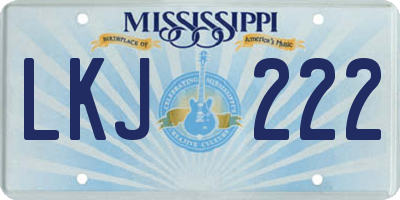 MS license plate LKJ222