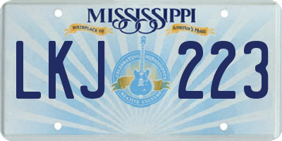MS license plate LKJ223