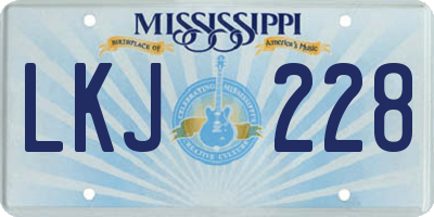 MS license plate LKJ228