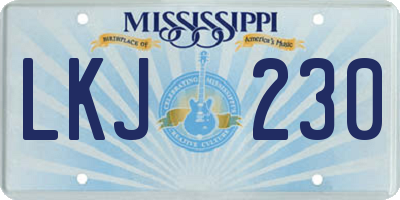 MS license plate LKJ230