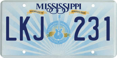 MS license plate LKJ231