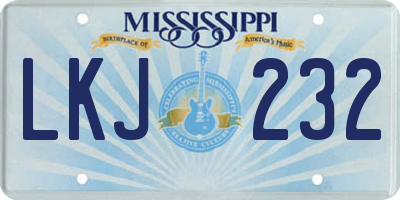 MS license plate LKJ232