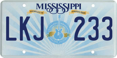 MS license plate LKJ233