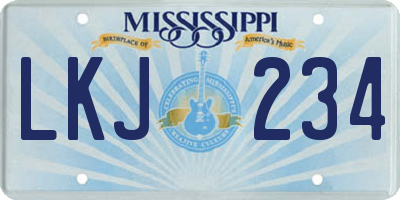 MS license plate LKJ234