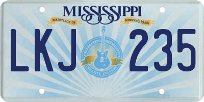 MS license plate LKJ235